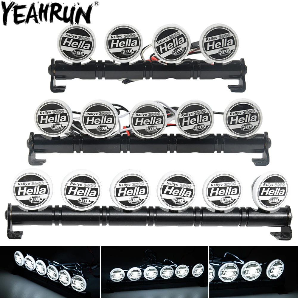 YEAHRUN RC 자동차 지붕 램프 LED 라이트 스트립, 브래킷 포함, 1/10 TRX4 TRX6 D90 축 SCX10 90046 레이스 부품, 4.8-6V