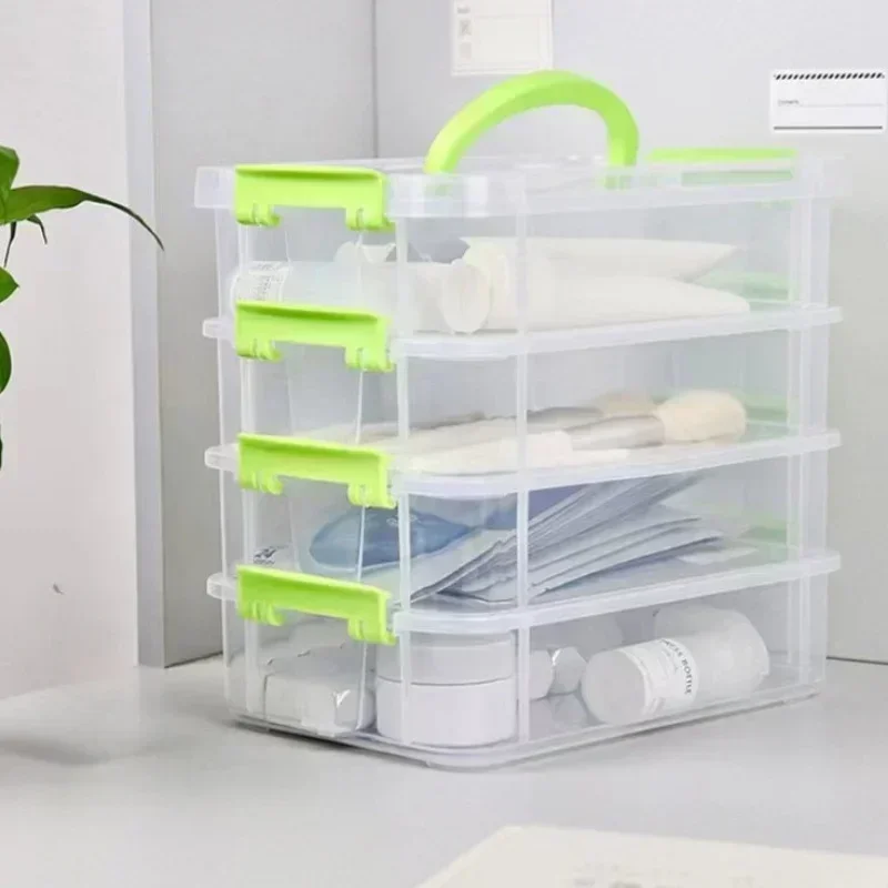 2026 New 4-Layer Transparent Plastic Storage Box Portable Partitioned Drawers Building Block Organizer for Home Organization