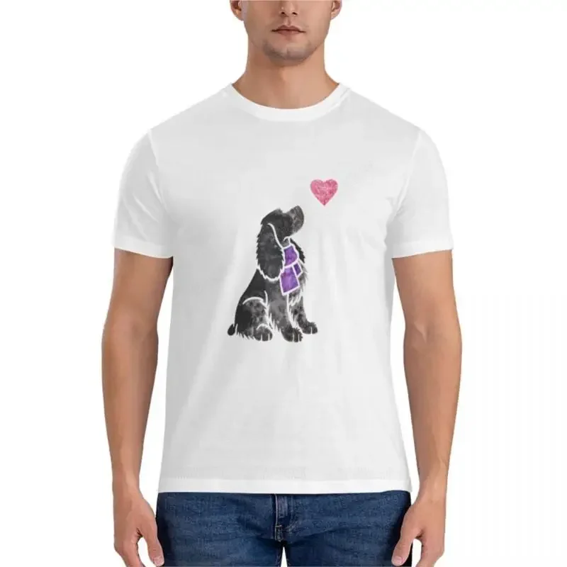 Camiseta holgada de algodón para hombre camisa de color blanco con estampado de acuarela inglés Cocker Spaniel roan azul