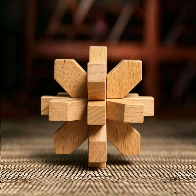 Wooden Burr Brain Teaser Puzzles Luban Lock IQ Challenge Logic Test Educational Interlocking Toys For Adults Kids Best Gifts