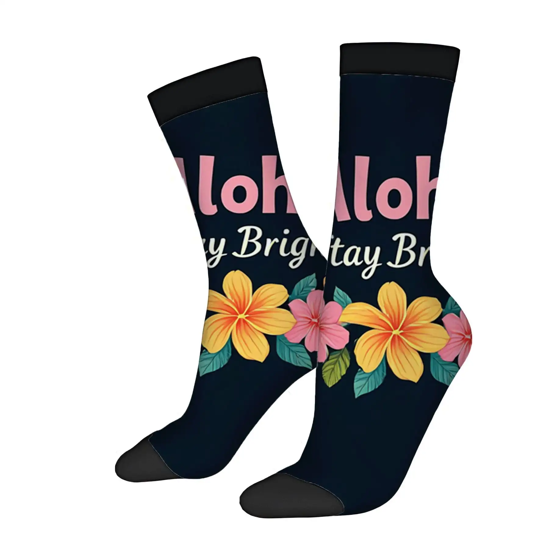 

Универсальные носки Four Seasons — 1 пара модных носков унисекс с цветочным дизайном, яркими цветами и текстом Aloha Perfect