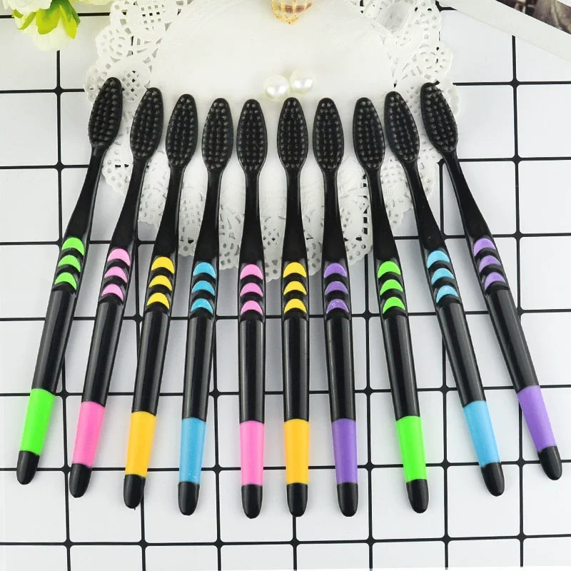 10-Pack Bamboo Charcoal Soft Bristle Toothbrushes with Nano Anti-Bacterial Benefits for Oral Health and Gingival Care in Adults image 4