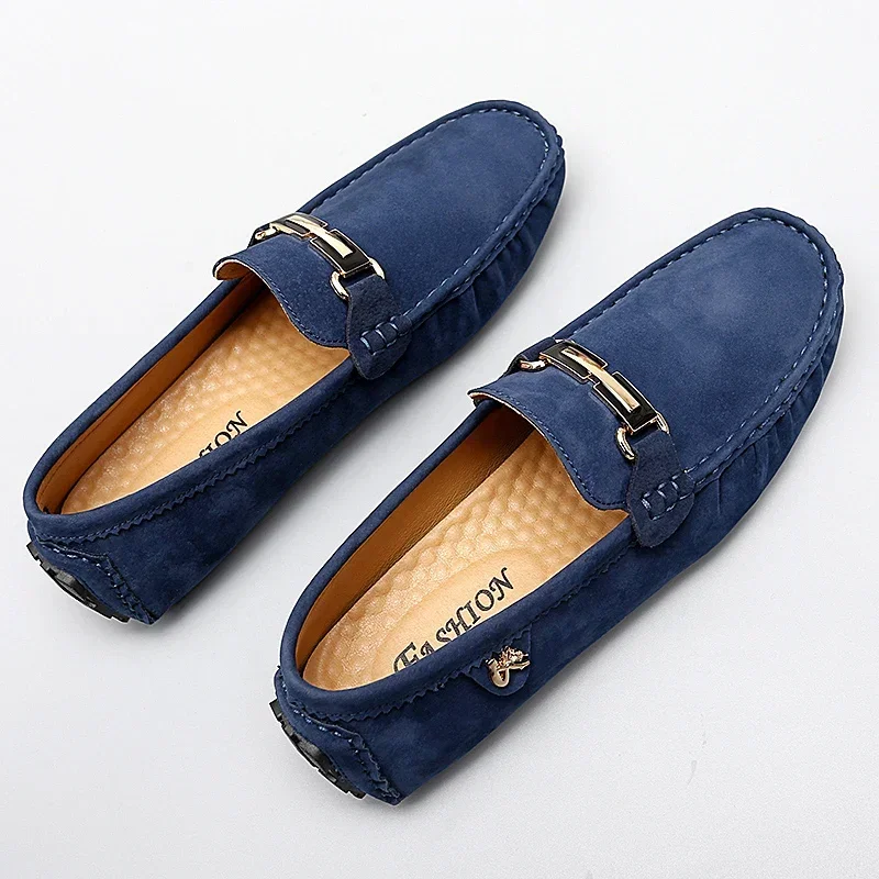 

Loafers Men Handmade Leather Shoes Casual Driving Flats Slip-On Moccasins Boat Shoes Plus Size blue sneakers for men