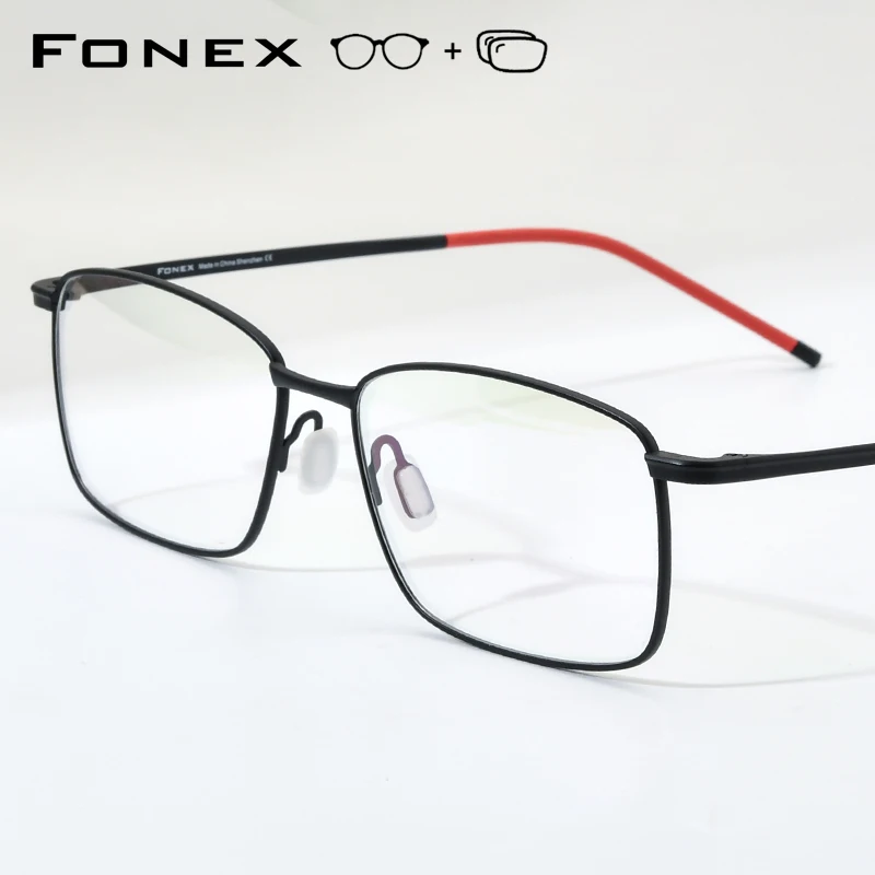 FONEX Progressive Prescription Eyeglasses Custom Photochromic Myopia Optical Lens Eyewear Men Square Glasses Titanium Frame 5705