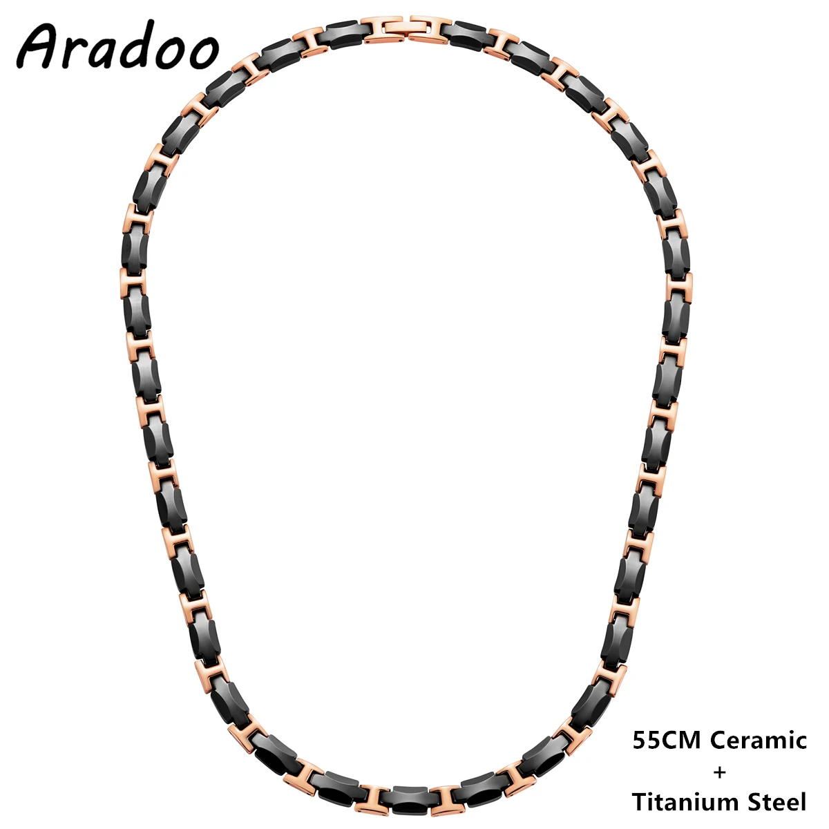 ARADOO Elegant Black Ceramic Titanium Necklace Collar Men\'s Hematite Magnetic Therapy Ceramic Necklace