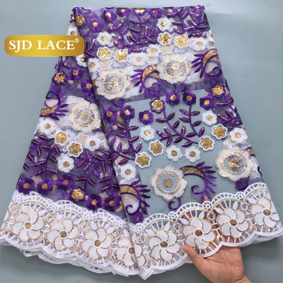 SJD LACE Afrykańska siatka damska tkanina koronkowa wysokiej jakości 2025 tiul nigeryjski cekiny siatka koronkowa tkanina do szycia sukien ślubnych 4348