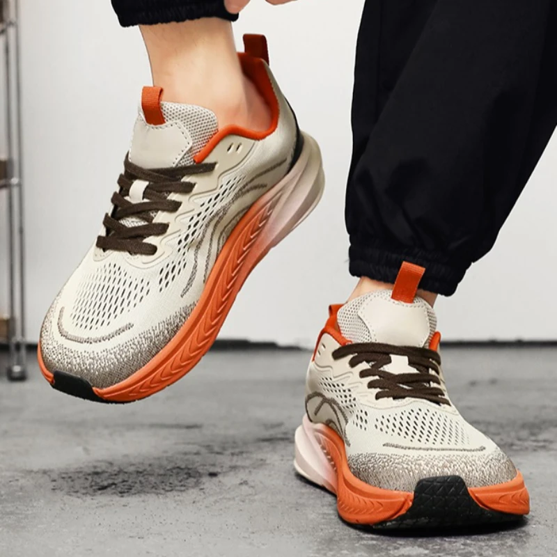 

Casual Sports Shoes for Men Round Toe Fly-ribbed Multi-color Lace-up Summer New Style Anti-slip Breathable Running Shoes