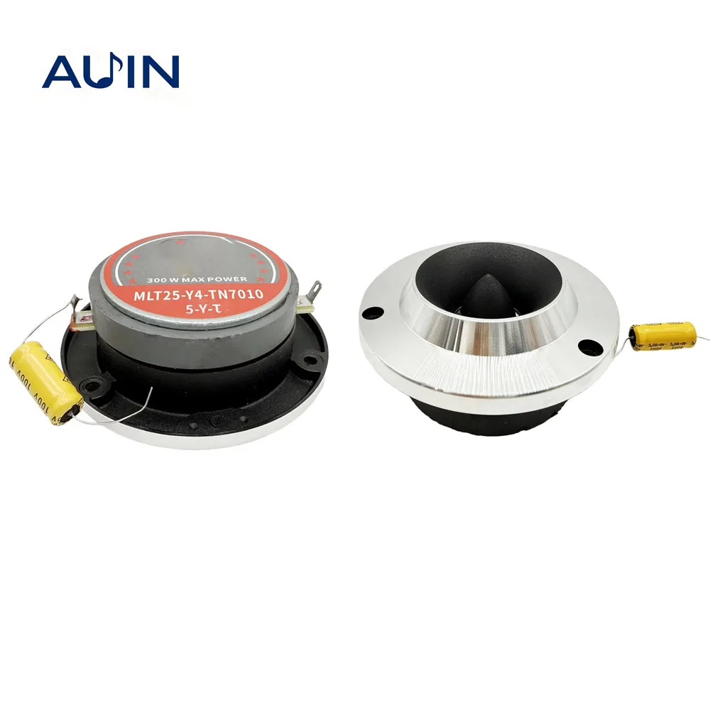 AUIN 2 PCS 4 Inch 4 Ohm 300W Treble Speaker For Car Titanium Film Aluminum Modified Car HiFi Horn Tweeter with Capacitance
