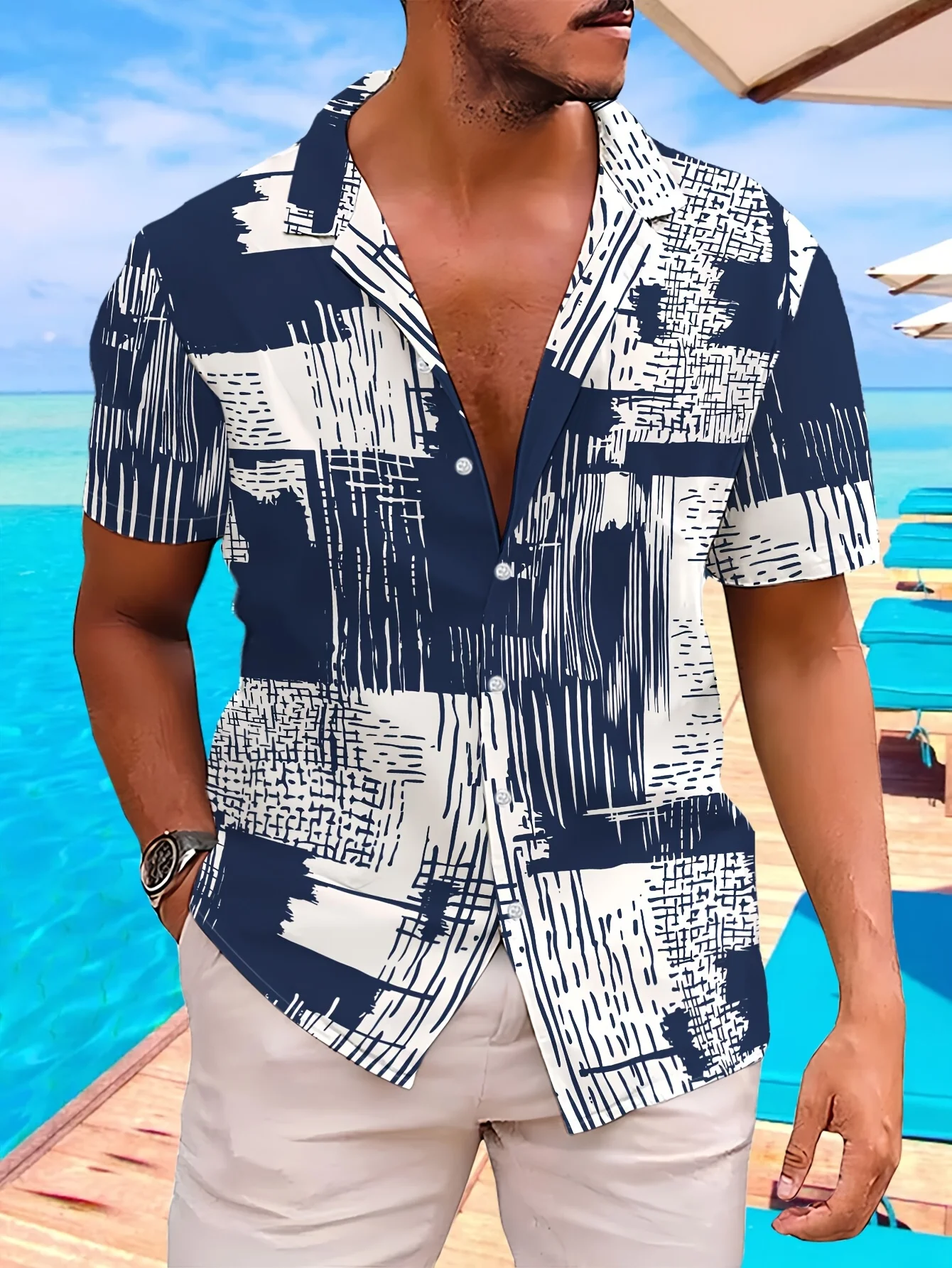 

Новая мужская рубашка с короткими рукавами на лето 2025 – это дышащая, легкая, повседневная и модная с 3D-печатью.