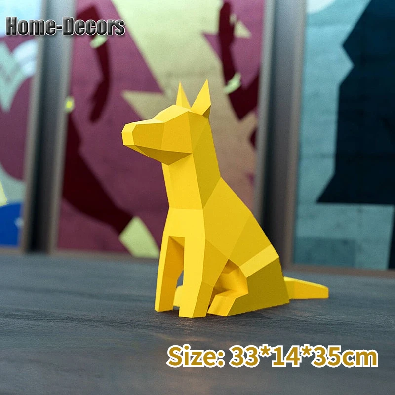 3D Paper Mold Non-Finished Dog Model Folding Paper Work Party DIY Craft Home Desk Floor Decor Figurines Miniatures