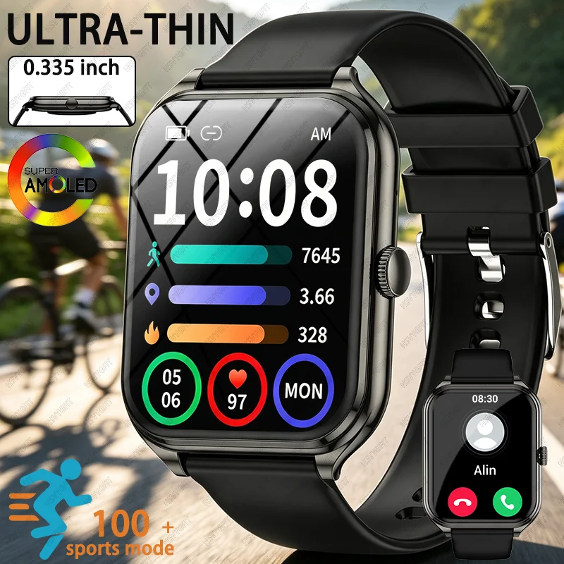 2026 New Ultra-thin Men Smartwatch Bluetooth Call Health Monitor Watch IP68 Waterproof 100+sports modes Smart Bracelet For women
