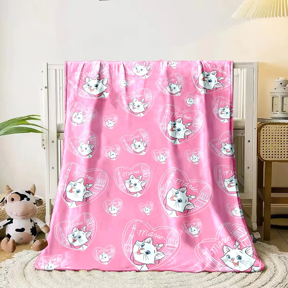 Disney Marie Cute Cat Blanket Warm Soft Fluffy Kids and Adult Sofa Bed Throw Blanket Outdoor Travel Camping Sheet Cobertor