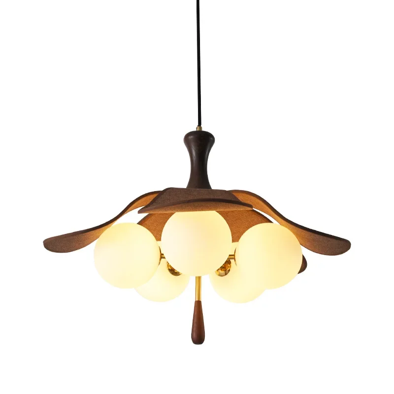 

French antique dining room chandelier retro raffia woven lampshade wabi sandy wind living room study bedroom ambient light