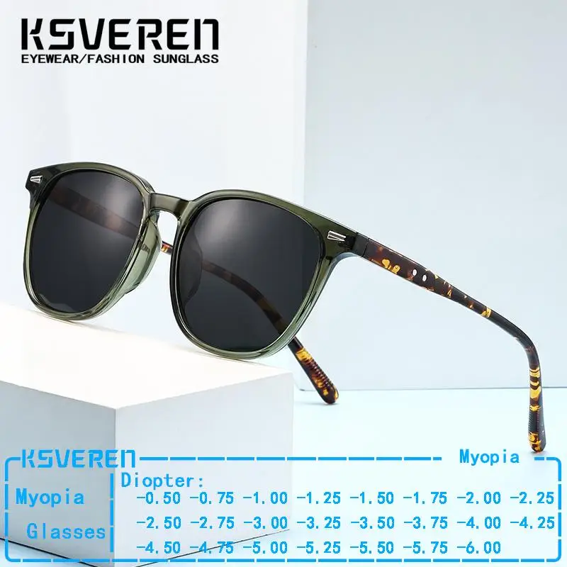 Designer Square Tinted Myopia Lens Sunglasses Men Classic Shade Nearsighted Eyewear Women Negative Diopter Outdoor Sunglasses
