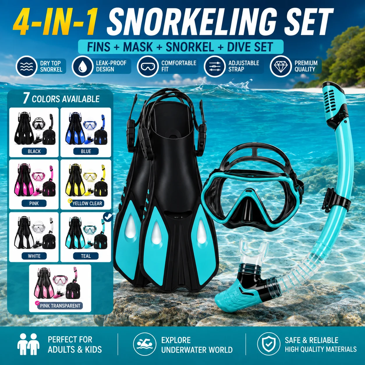3pcs-mask-fins-snorkel-set-panoramic-view-dry-top-adjustable-short-dive-flippers-travel-bag-scuba-gear-diving-swimming-adults