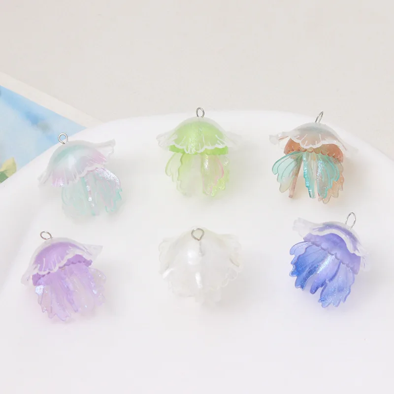 6Pcs Fantasy Jellyfish Pendant Charm DIY Handmade Earrings Bracelet Hairpin Accessories Materials