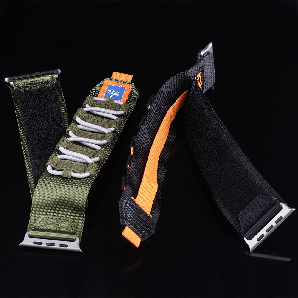 Wide Nylon Loop Strap For Apple Watch Band 9 8 7 45mm Ultra 2 49mm Breathable Outdoor Sport Band For iWatch 6 5 4 3 SE 44mm 42mm