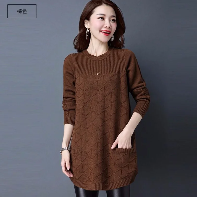 

Casual Loose All-match Sweaters Autumn Winter New Long Sleeve O-neck Solid Knitting Pullovers Top Vintage Fashion Women Clothing