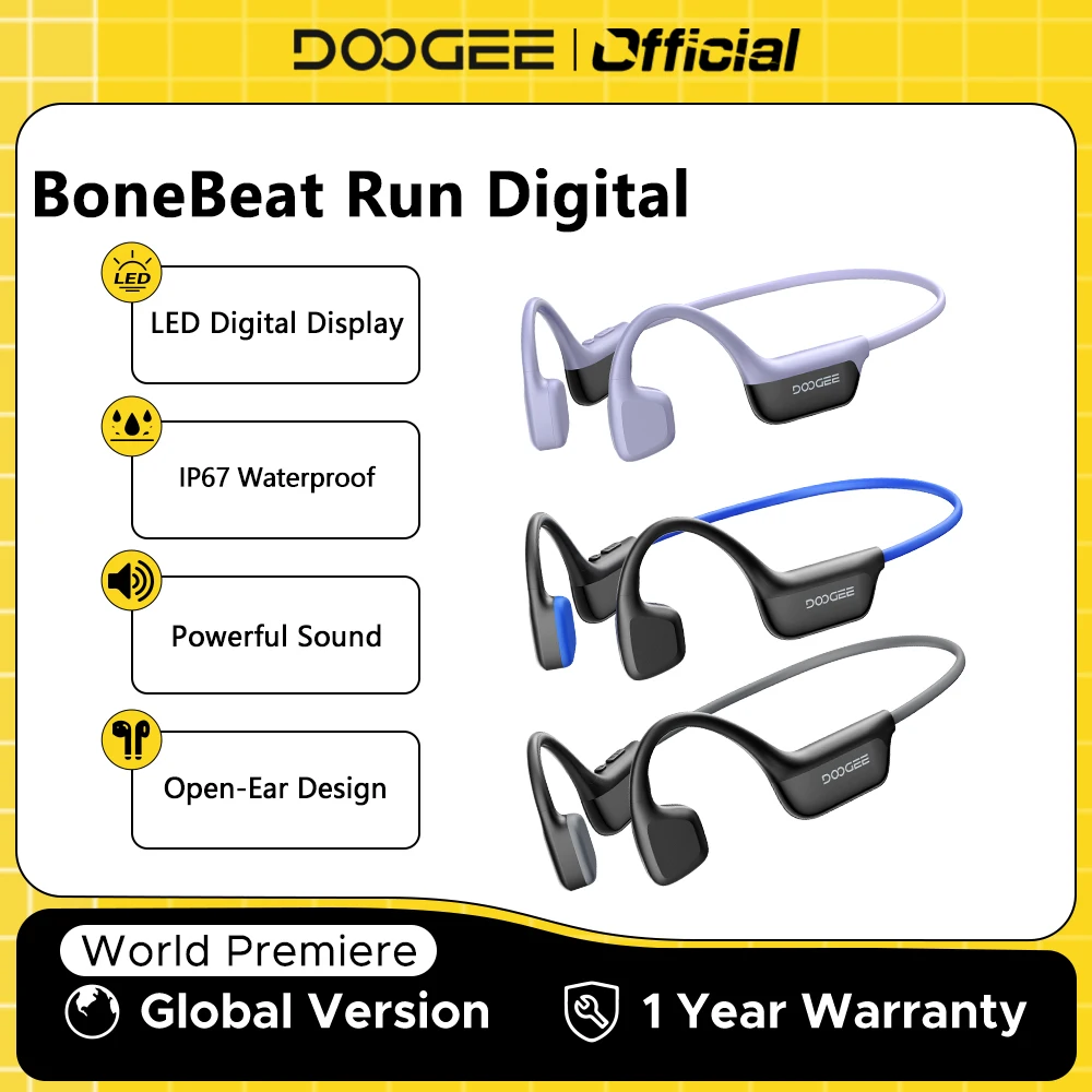 

Беспроводные наушники DOOGEE BoneBeat Run с костной проводимостью, водонепроницаемые, с креплением на ухо, Bluetooth 6.0, для бега