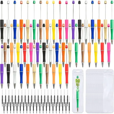 108 Pieces DIY Beadable Pen Bulk Kit 36PCS Ballpoint Pens with Refills and Bags Beaded Pens for DIY Crafting Beads Not Included