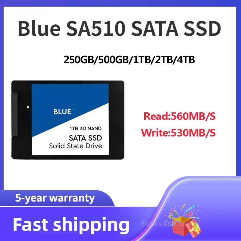 

2024 Blue SA510 SSD 250G 500GB 1T 2T 4T 2.5"SATA III Built-in solid state drive up to 560mb /s for desktop laptop