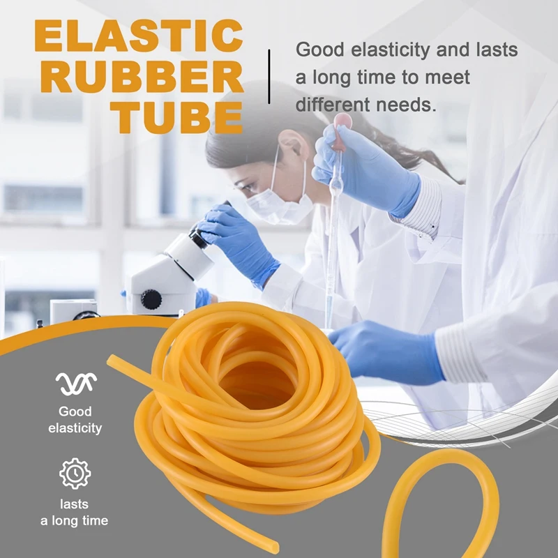 Elastic Industrial Rubber Tubing 33Ft Natural Latex Rubber Tube 6mm x 9mm for Home Hospital Laboratory