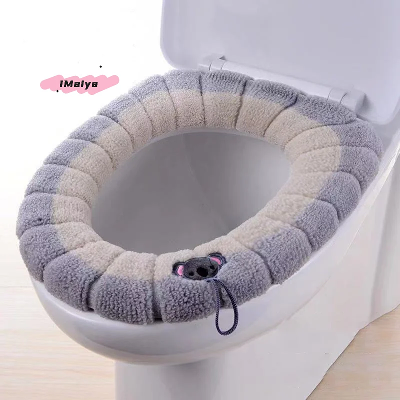 M-Warm Toilet Seat Cover Comfortable Thick Knitted O-shaped Universal Bathroom Washable Toilet Cushion Closestool Mat Pad Cover