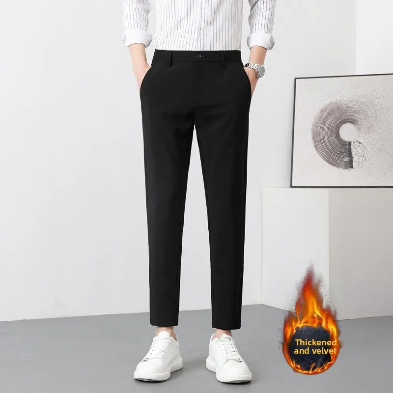

Slim Fit Men's Casual Trousers Faionable Korean Sle Long Pants Spring Autumn New Arrival Cotton Blend Busin Gentleman
