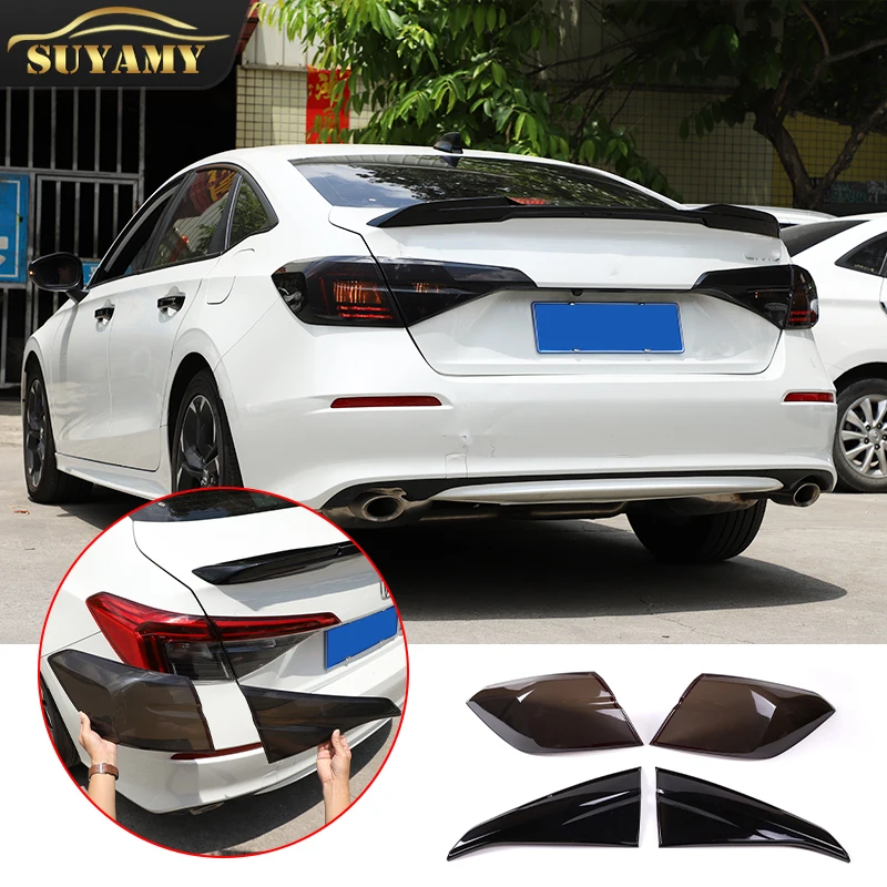 

For Honda Civic 11th Gen 2022 Taillight Trim Car Accessories 2pc Car Taillight Styling Smoked Black Tail Light Rear Lamp Cover