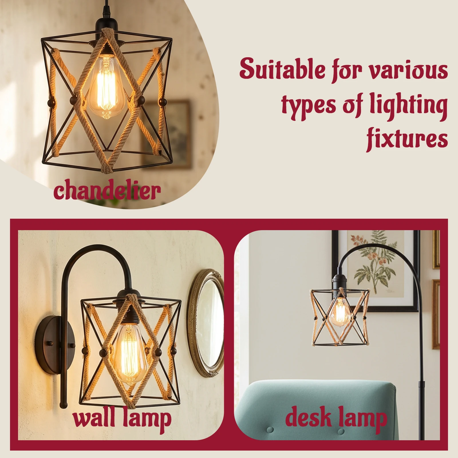 Rustik Dokuma Halatlı Abajur,  - Geometric Lamp Shade incelemesi ve fiyatı