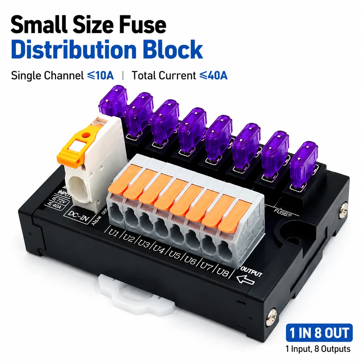 1 in 4/5/6/8 out car fuse insert terminal block junction box finger press quick wiring