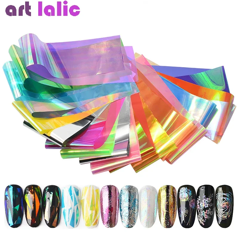 Starry Sky Candy Marble Nail Art Foil Transfer Stickers DIY Broken Glass Laser Decals Nail Tips Decorations