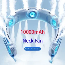 Ventilador de cuello de 10000mAh, aire acondicionado portátil recargable, Mini ventilador silencioso de 3 velocidades, viento grande para exteriores, sin aspas, banda para el cuello para deporte