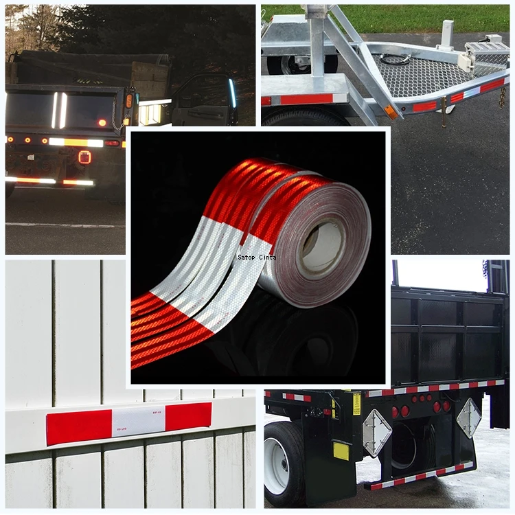 DOT-C2 Truck Reflective Safety Tape Red White Conspicuity Safety Warning Reflectors Film Waterproof Adhesive Sticker For Vehicle