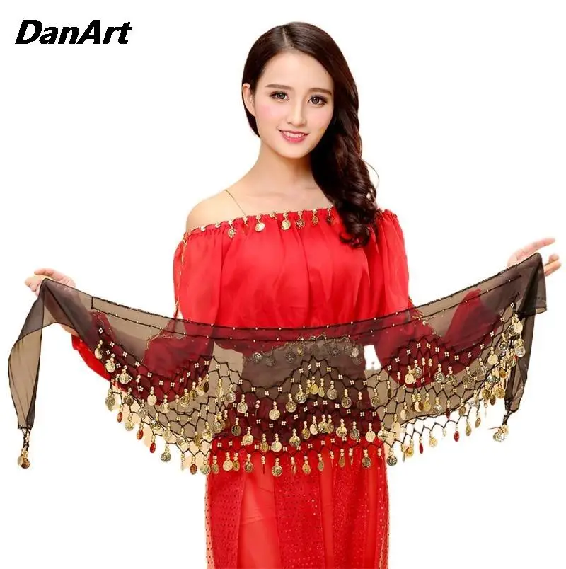 Vrouwen Dansen Hippe Sjaal Rok Buikdans Tailleketting 128 Munt Volwassen Yoga Indian Dance Performance Praktijk Taille Sjaal Rok 