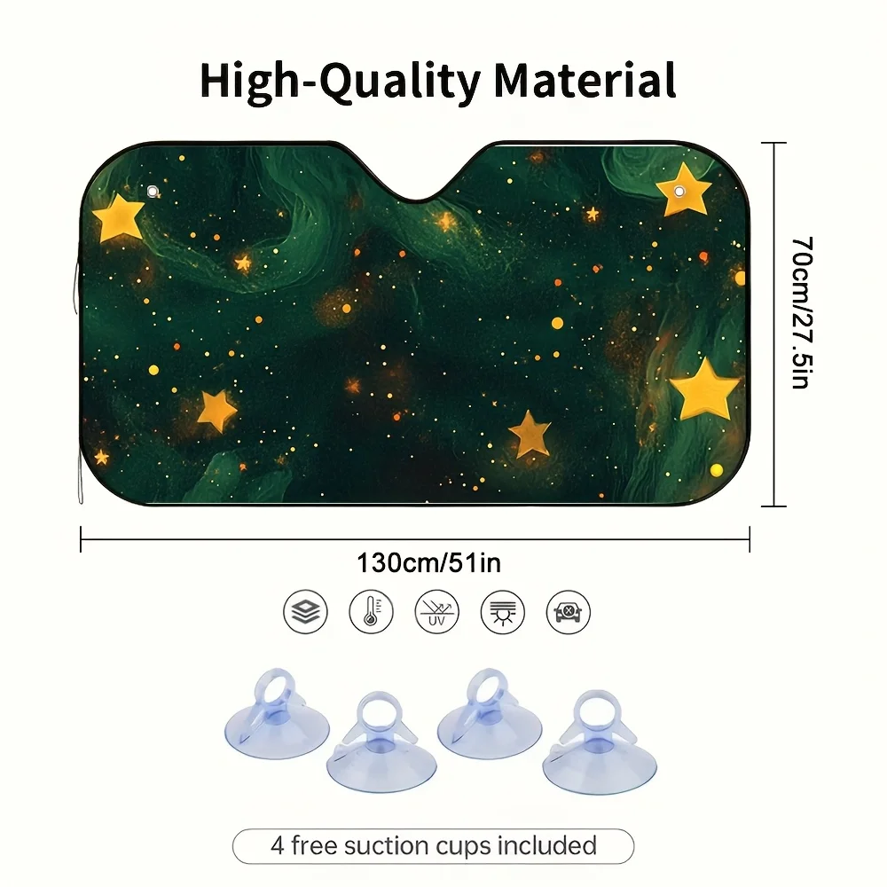 1pc Christmas Constellation Car Sun Visor - UV Protection & Heat Reduction, Stylish Starry Night Design With Golden Accents, Fit
