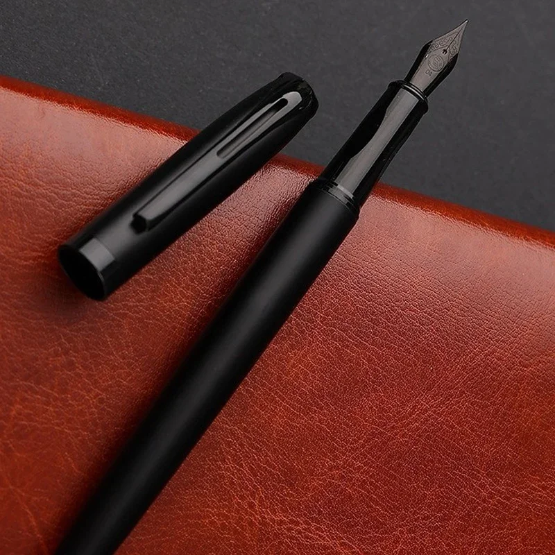 Luxury Pen Black Metal Caligraphy Office School Supplies Stationary Ink Nibs for Fountain Pen 0.38mm Customized Logo Name Gift