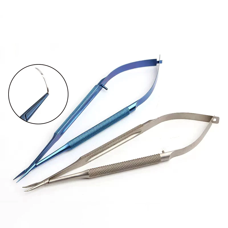 1pcs Ophthalmic Needle Holder Needle Holding Pliers Without Lock Titanium Alloy Ophthalmic Instrument Straight Curved