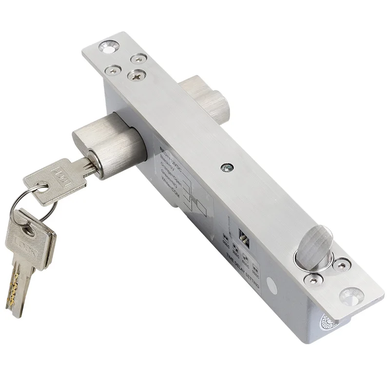 DC12V Electronic Door Lock Electric Mortise Bolt Lock Time Delay NO Fail Secure Sturdiness Electric Bolt with Cylinder