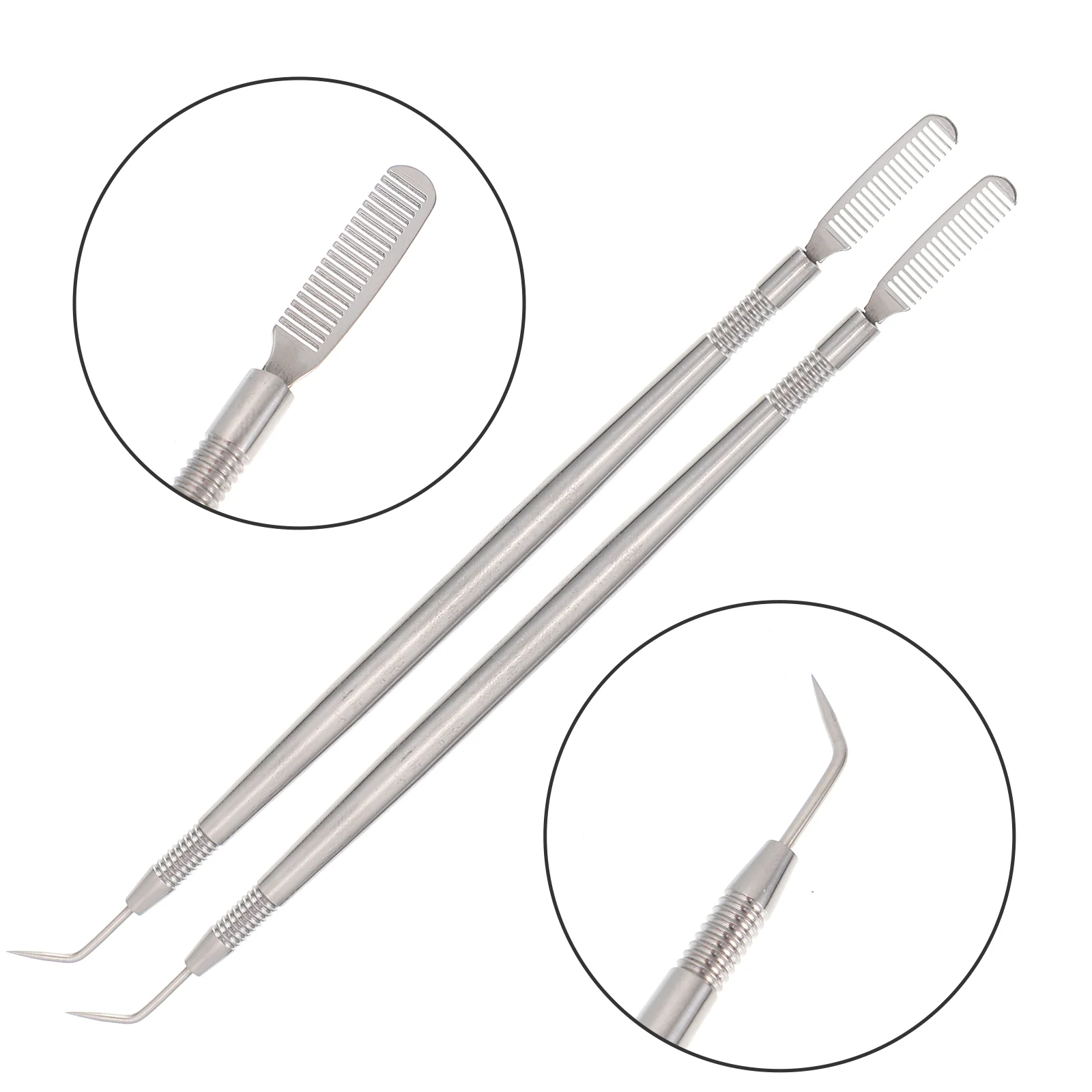 Mathiateur de cils 2 en 1 en acier inoxydable, peignes pour les yeux, brosse, modifier, outil de levage polyvalent, 2 pièces