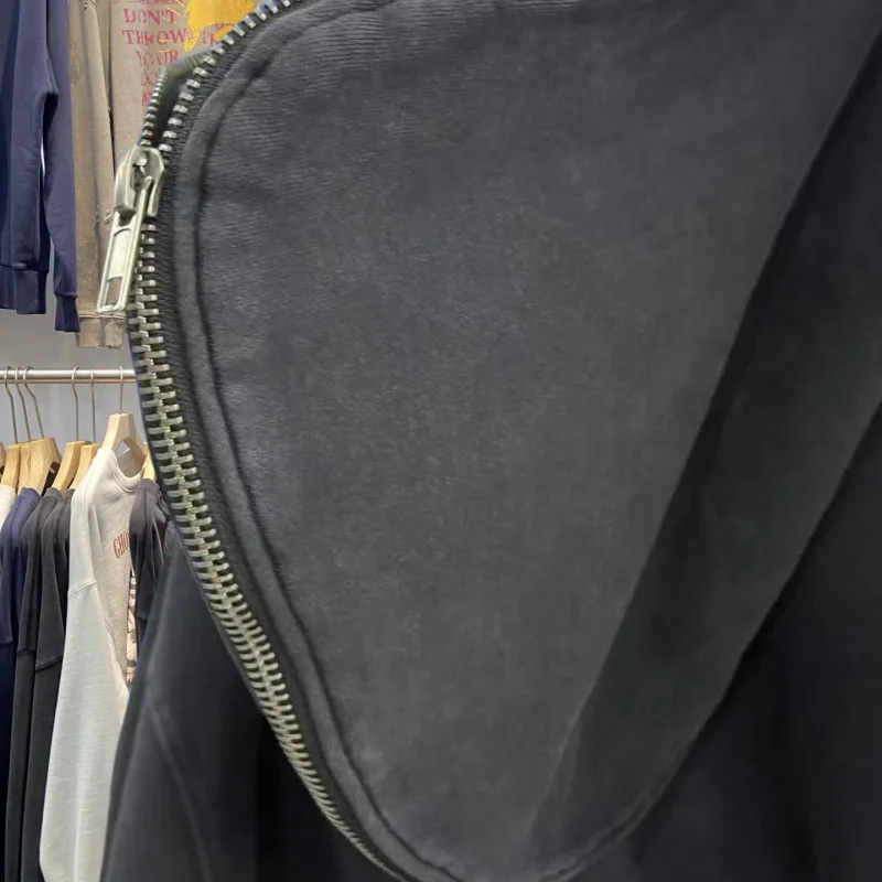Jaqueta Moletom Retrô Americana com Zíper e Bordado, Casaco Casual Solto para Homens e Mulheres, Moletom de Formato Inovador,...