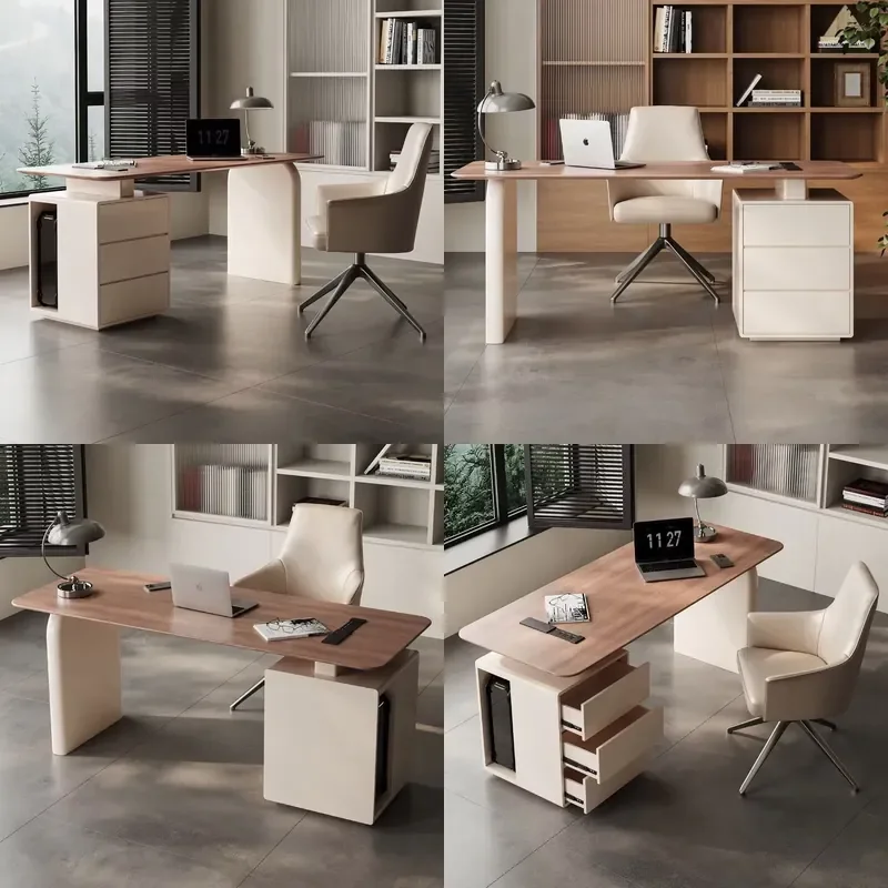 Solid Wood Computer Desk With Sockets And Drawers Modern Nordic Office Furniture Simple Smart Writing Table Fast Shipping