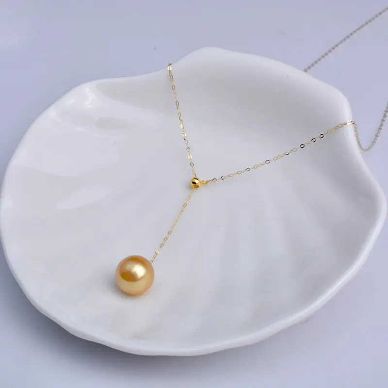 

Ювелирные изделия, ожерелье из желтого золота 18 карат, кулон au750, натуральная морская вода, золотой жемчуг, подарок на свадьбу для женщин d671