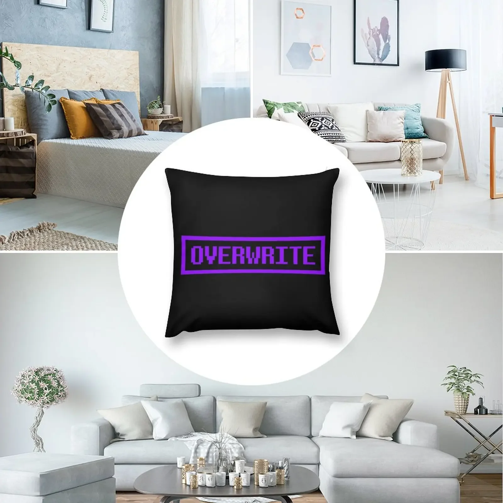 Underverse Overwrite Button Throw Pillow Almofadas decorativas Almofada decorativa