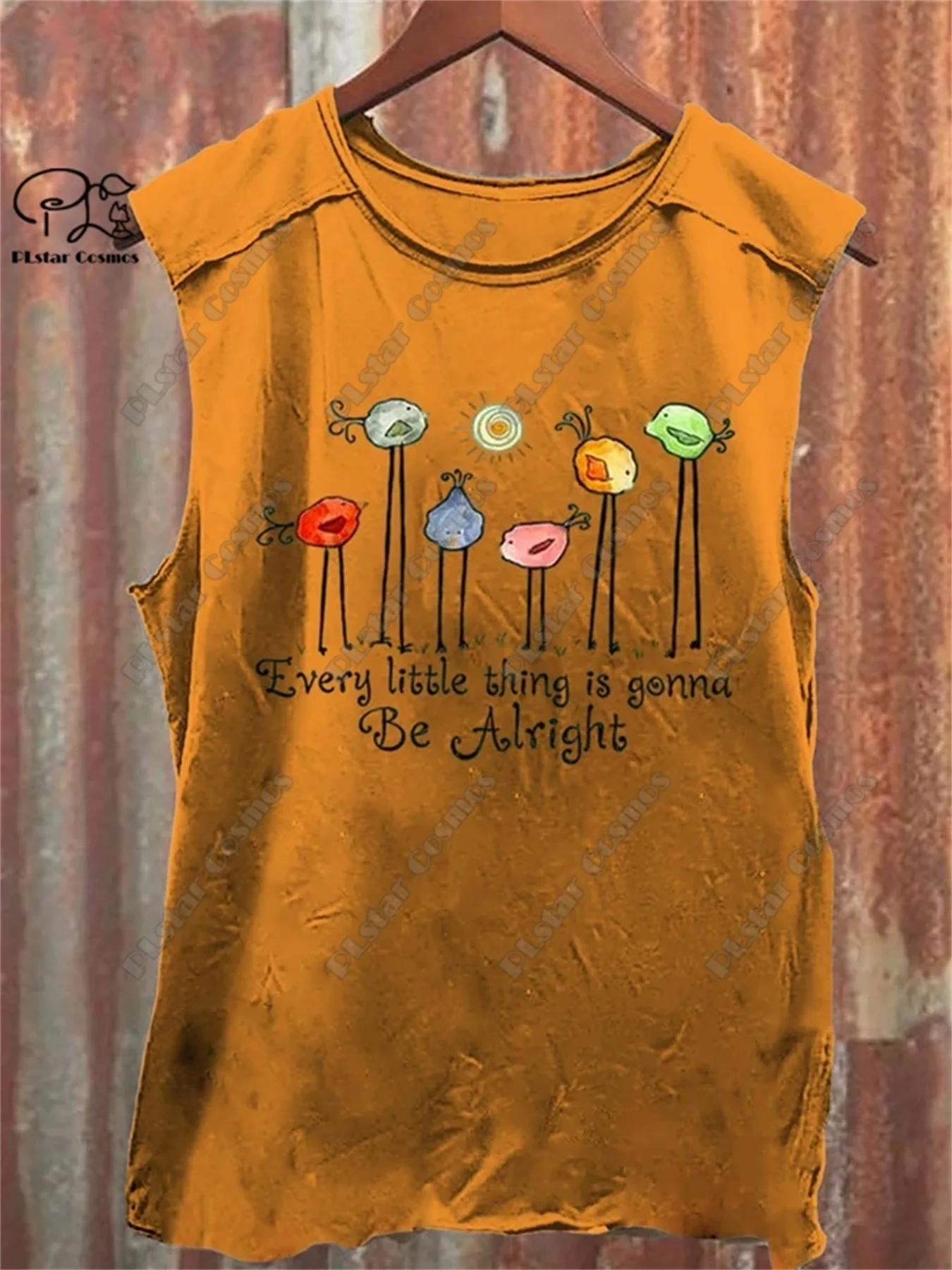 New Women's 3D Printed Every Little Thing Gonna Be Alright Series Multi-Color Art Print Casual Round Neck Sleeveless Vest  4