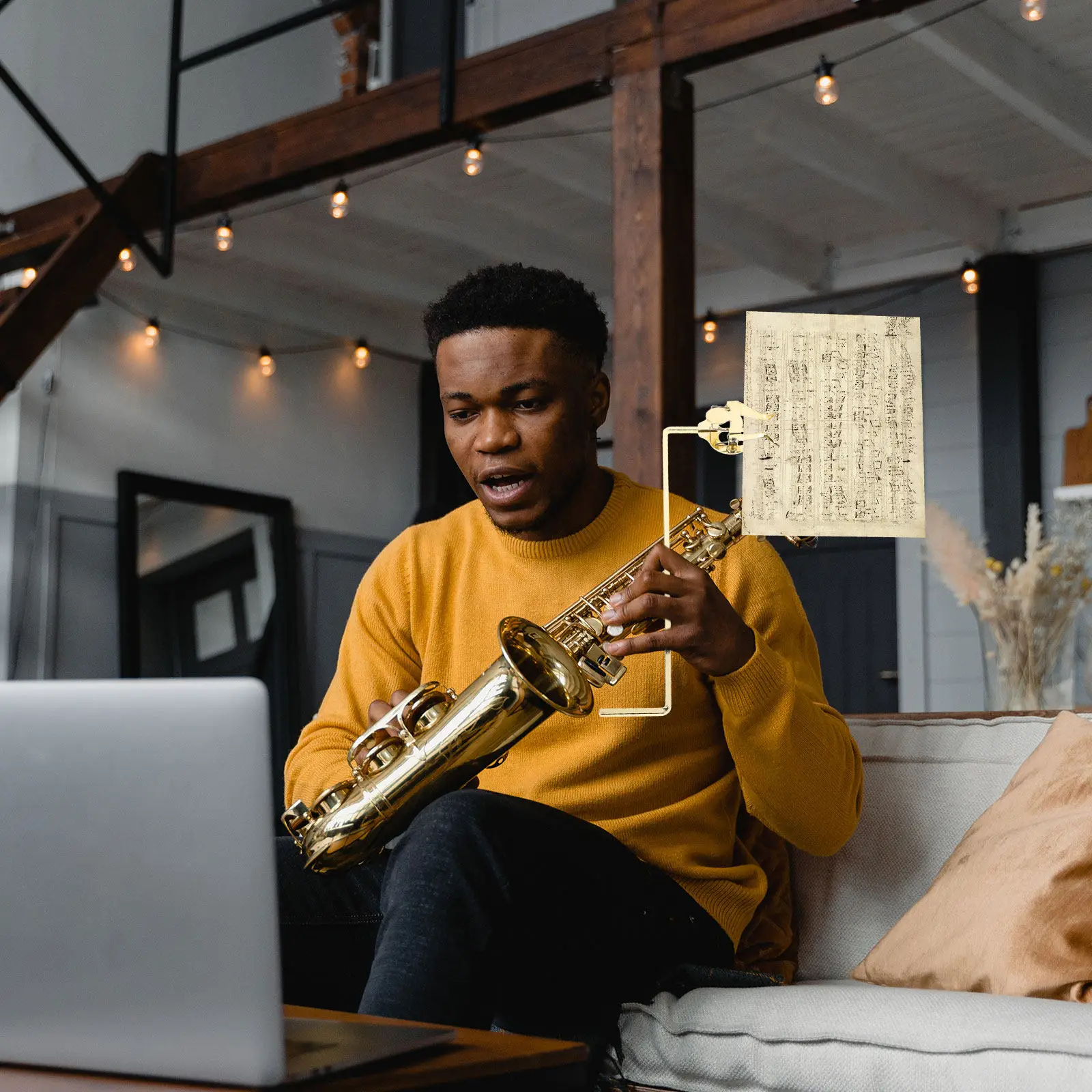 

Держатель для нот для саксофона, фуфония с 3/4 клапанами, регулируемая маршевая лира, портативная подставка для нот, прочный металлический держатель для кларнета и флейты