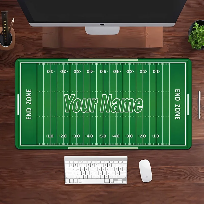 Custom Name American Football Field Desk Mat, Anti Slip Rubber Keyboard Pad High Print Gaming Office Holiday Present