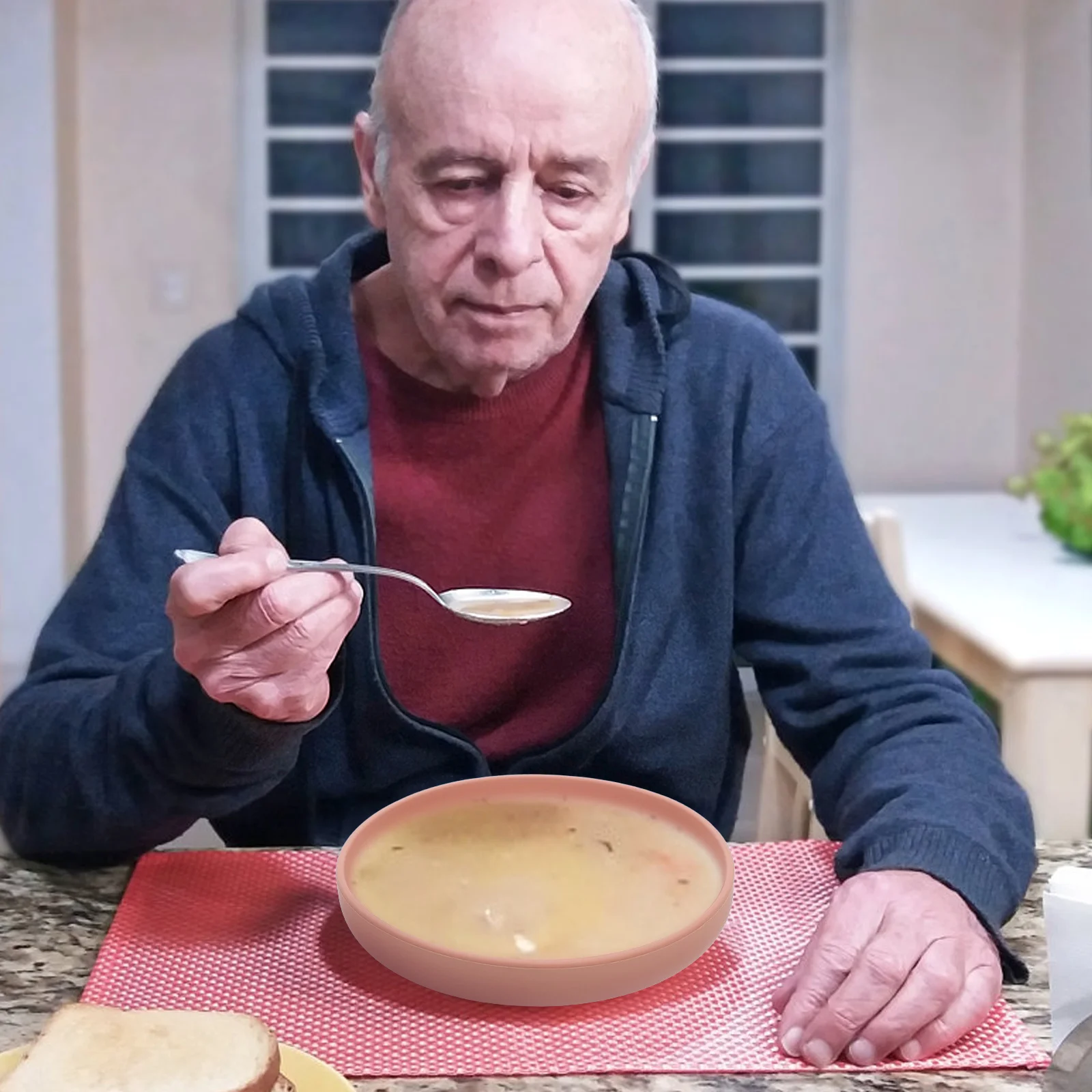 

Силиконовая чаша с защитой от проливания, розовая присоска для пожилых людей с ограниченными возможностями, самостоятельная чаша для самостоятельного кормления с защитой от проливания для взрослых