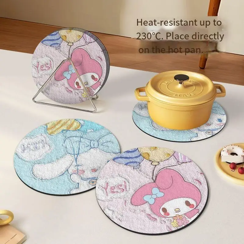 

Sanrio Children Cartoon Coaster My Melody Fashion New Cup Holder Thermal Insulation Anti Scalding Anti Slip Household Supplies