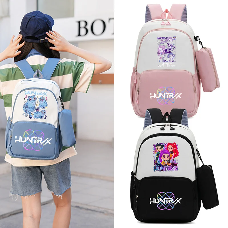 

Demon Hunters Kpop Backpack Anime Huntrix Sajaboys Schoolbag with Pencil Bag Girls Boys Outdoor Travel Large Capacity Knapsack